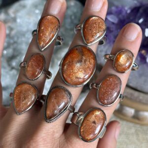 Sunstone Ring, Silver Ring, Stackable