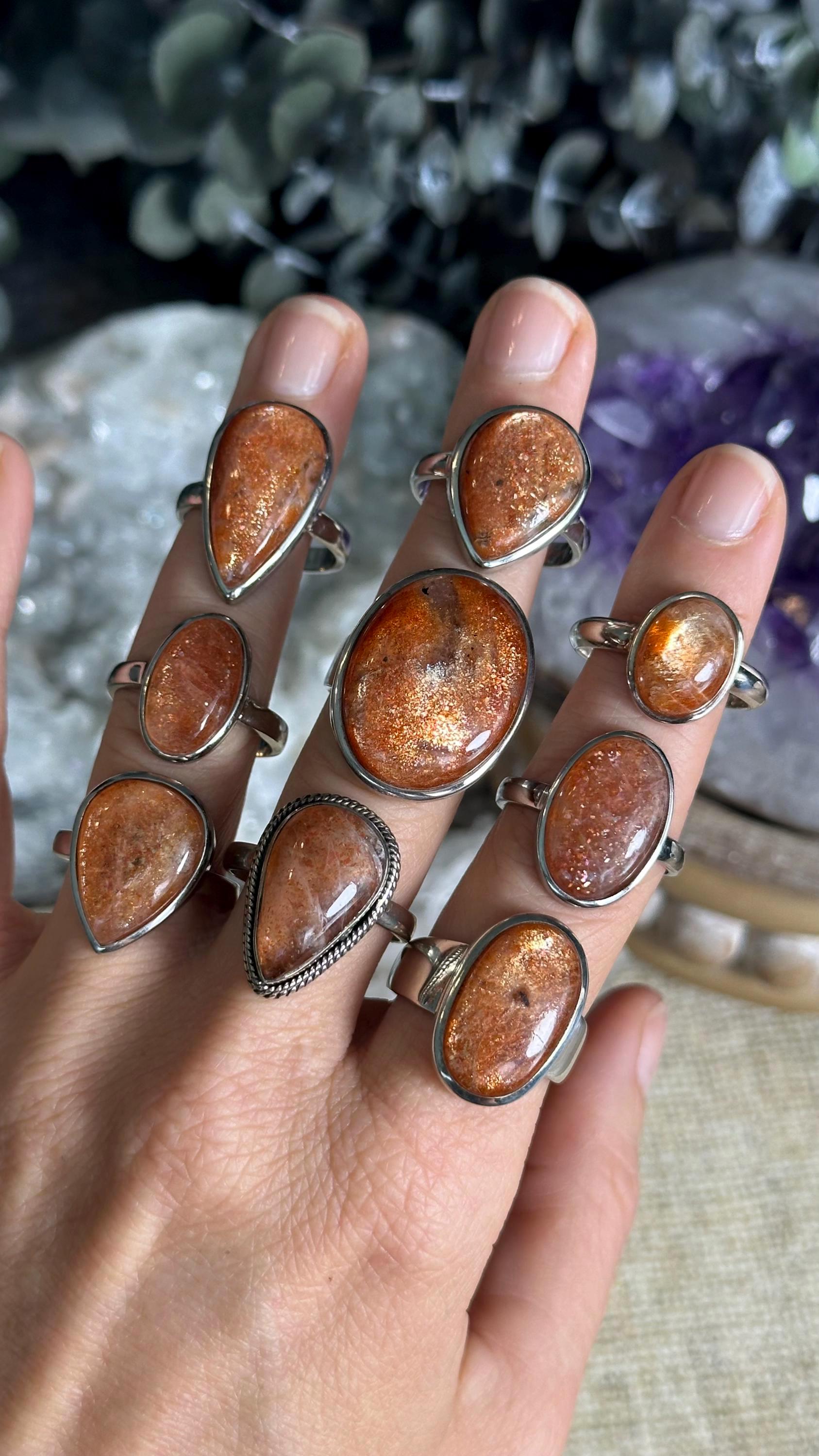 Sunstone Ring, Silver Ring, Stackable Sunstone Ring, Silver Ring, Stackable