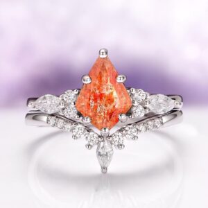 Skye Natural Sunstone Ring Set in 925 Sterling Silver- Unique Gemstone Non Traditional Engagement Ring Anniversary Birthday Gift For Her