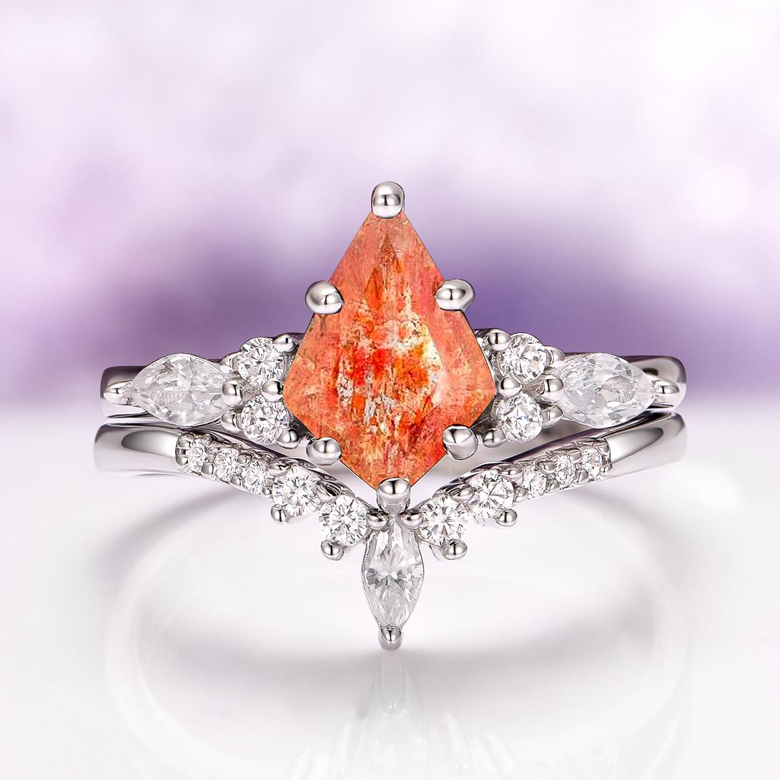 Skye Natural Sunstone Ring Set In 925 Sterling Silver- Unique Gemstone Non Traditional Engagement Ring Anniversary Birthday Gift For Her