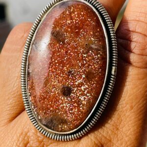 Sparkling Sunstone 925 Sterling Silver Ring, natural Orange Sunstone For Women Sparkling Sunstone 925 Sterling Silver Ring, natural Orange Sunstone For Women