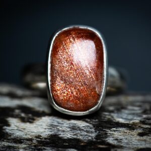 Sterling Silver Sunstone Ring - Size 6.25 - Natural Gemstone