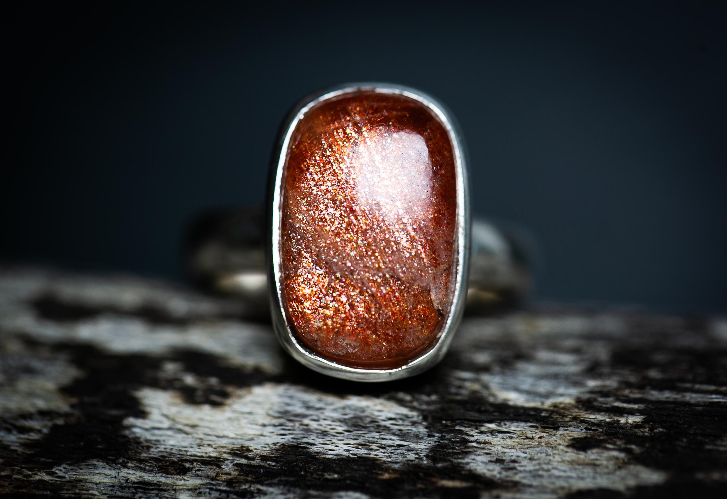 Sterling Silver Sunstone Ring - Size 6.25 - Natural Gemstone