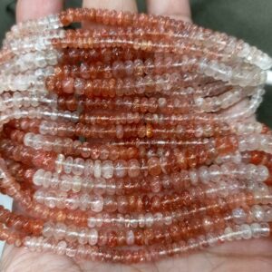 13 Inches Strand,Natural Orange Sunstone Smooth Rondelles, Size 5-4.5mm