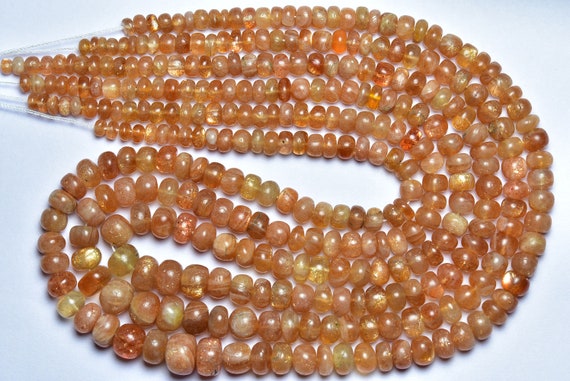 14 Inches - Most Beautiful Natural Smooth Sunstone Rondelle - Size Is 4-6 Mm #1601 14 Inches - Most Beautiful Natural Smooth Sunstone Rondelle - Size Is 4-6 Mm #1601