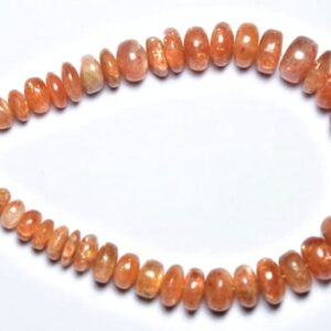 7 Inches,most Beautiful Natural Finest Quality Big Sunstone Smooth Rondelle,,size Is 6.50-9.50mm #412