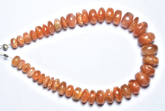 7 Inches,most Beautiful Natural Finest Quality Big Sunstone Smooth Rondelle,,size Is 6.50-9.50mm #412 7 Inches,most Beautiful Natural Finest Quality Big Sunstone Smooth Rondelle,,size Is 6.50-9.50mm #412