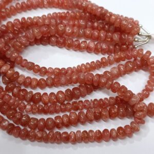 8 Inches Strand,Natural Orange Sunstone Smooth Rondelles, Size 6-7mm