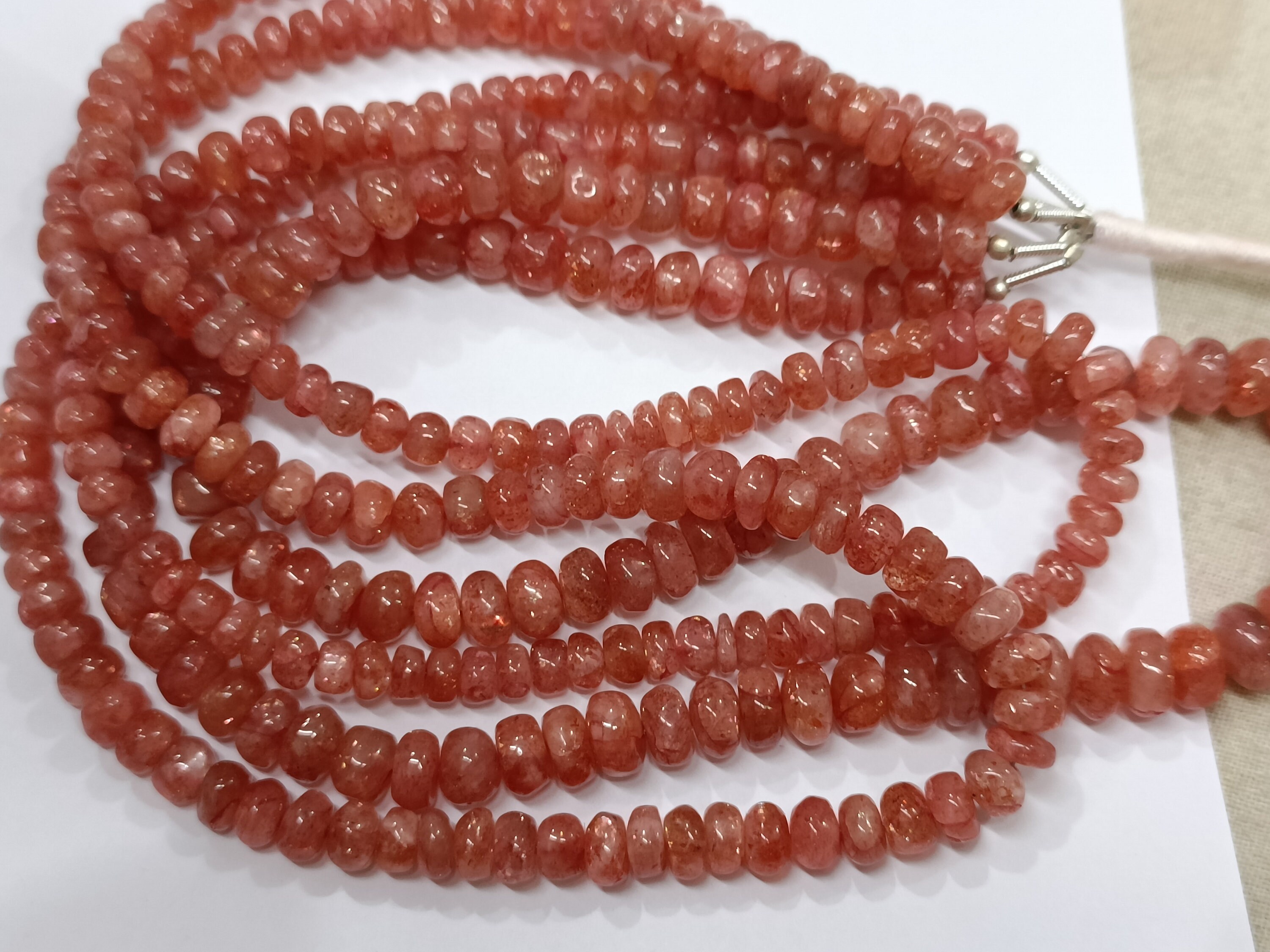 8 Inches Strand,natural Orange Sunstone Smooth Rondelles, Size 6-7mm