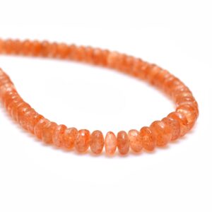 AAA+ Sunstone Gemstone 5mm-7mm Rondelle Smooth Beads | 18inch Strand | Natural Sunstone Fire Semi Precious Gemstone Rondelle Loose Beads