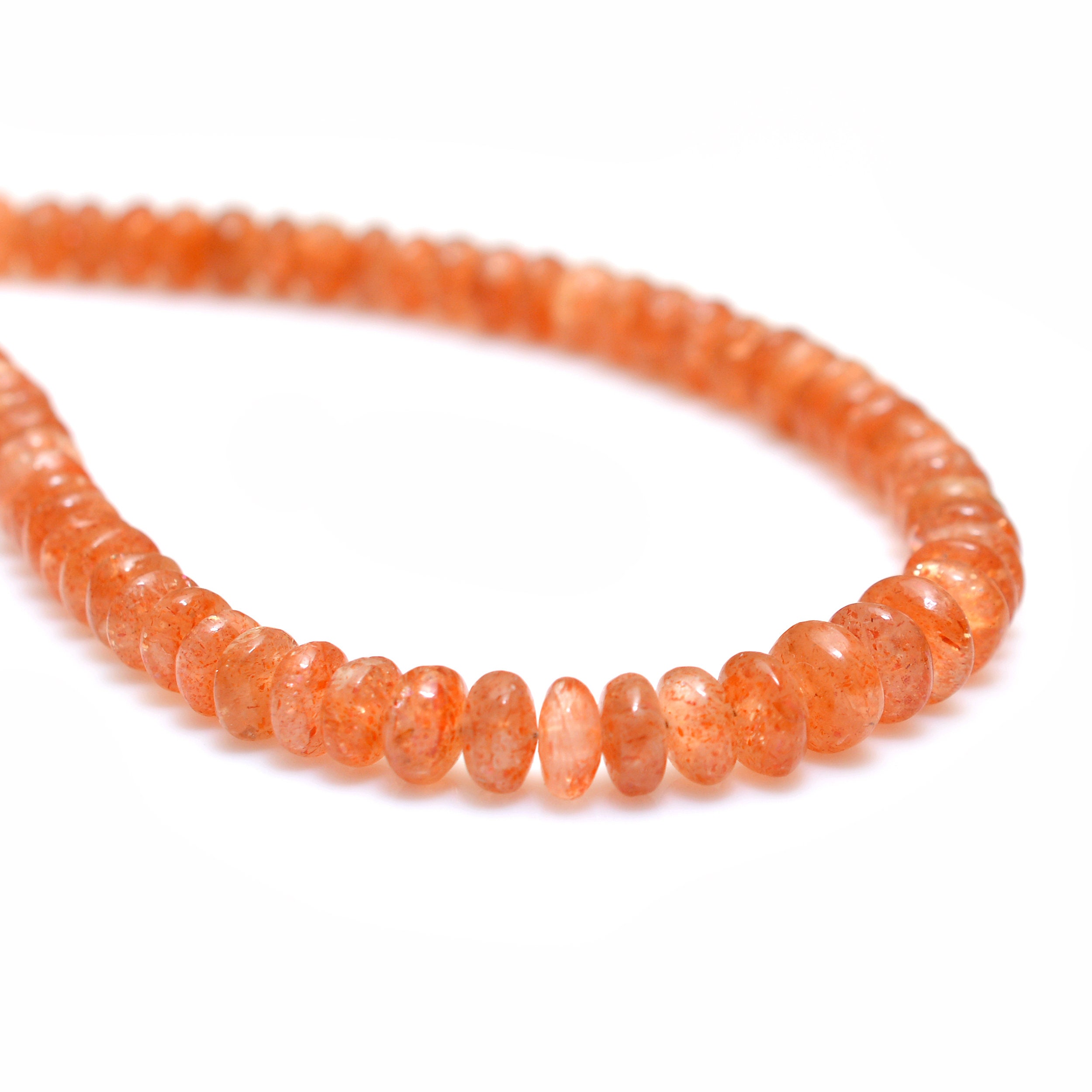 Aaa+ Sunstone Gemstone 5mm-7mm Rondelle Smooth Beads | 18inch Strand | Natural Sunstone Fire Semi Precious Gemstone Rondelle Loose Beads