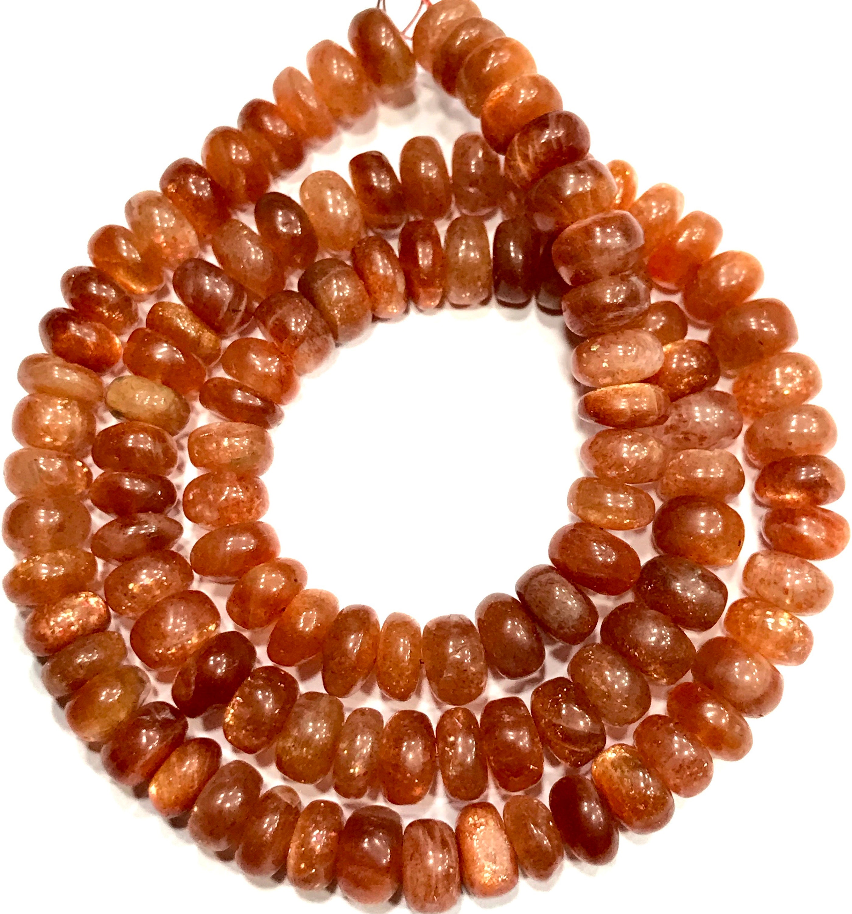 Aaa+ Sunstone Smooth Rondelle Beads Natural Sunstone Gemstone Beaded Strand Top Quality Sunstone 6-7 Mm Rondelle Beads Wholesale Stone Beads