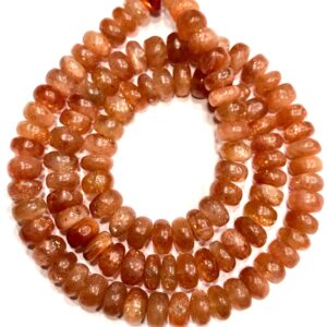 AAA+ Sunstone Smooth Rondelle Beads Natural Sunstone Gemstone Beaded Strand Top Quality Sunstone 7-8mm Rondelle Beads Wholesale Stone Beads