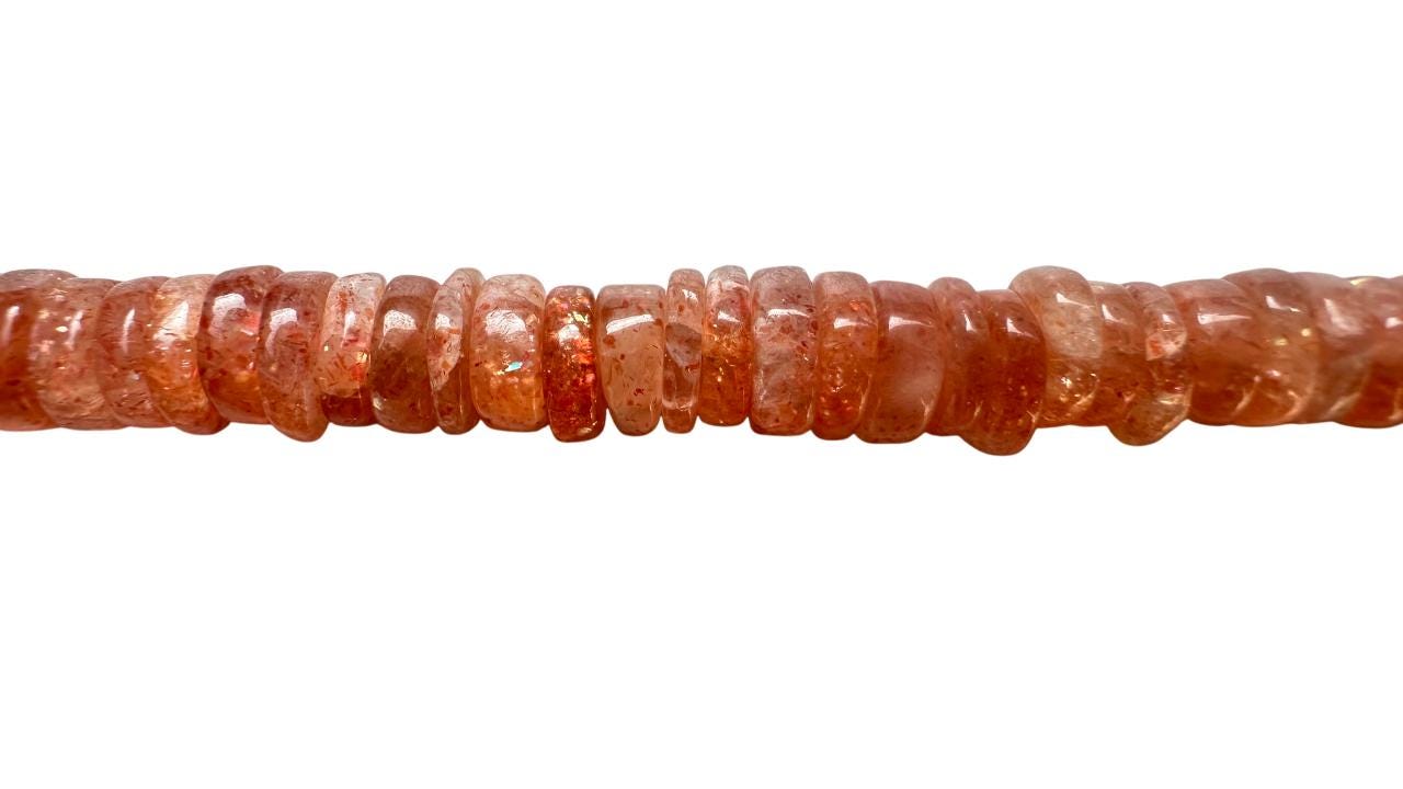 Bead Sunstone Heishi / Rondelle 5-6mm 8inch Length Each