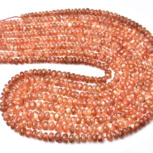 Sunstone Rondelle Beads - 16 Inches - Beautiful Natural Big Smooth Sunstone Rondelle - Size Is 4.5- 6mm #2232