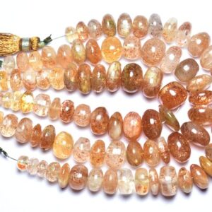 Sunstone Rondelle Beads - 7 Inches - Natural Finest Quality Beautiful Big Smooth Sunstone Rondelle - Size Is 7 - 10 Mm #1535