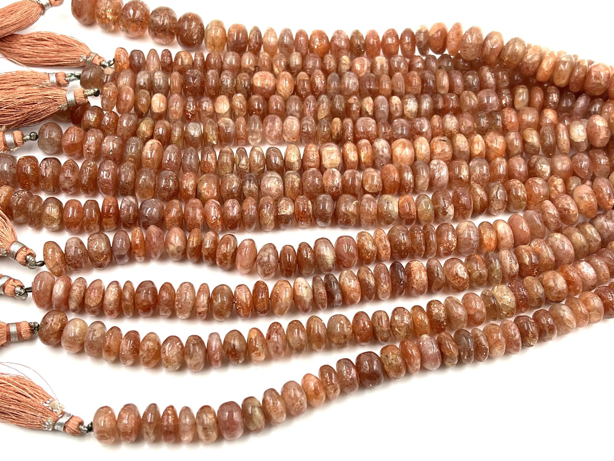 Brown Sunstone Rondelle Beads, Gemstone Jewelry Making (10-12mm, 8in Strand)