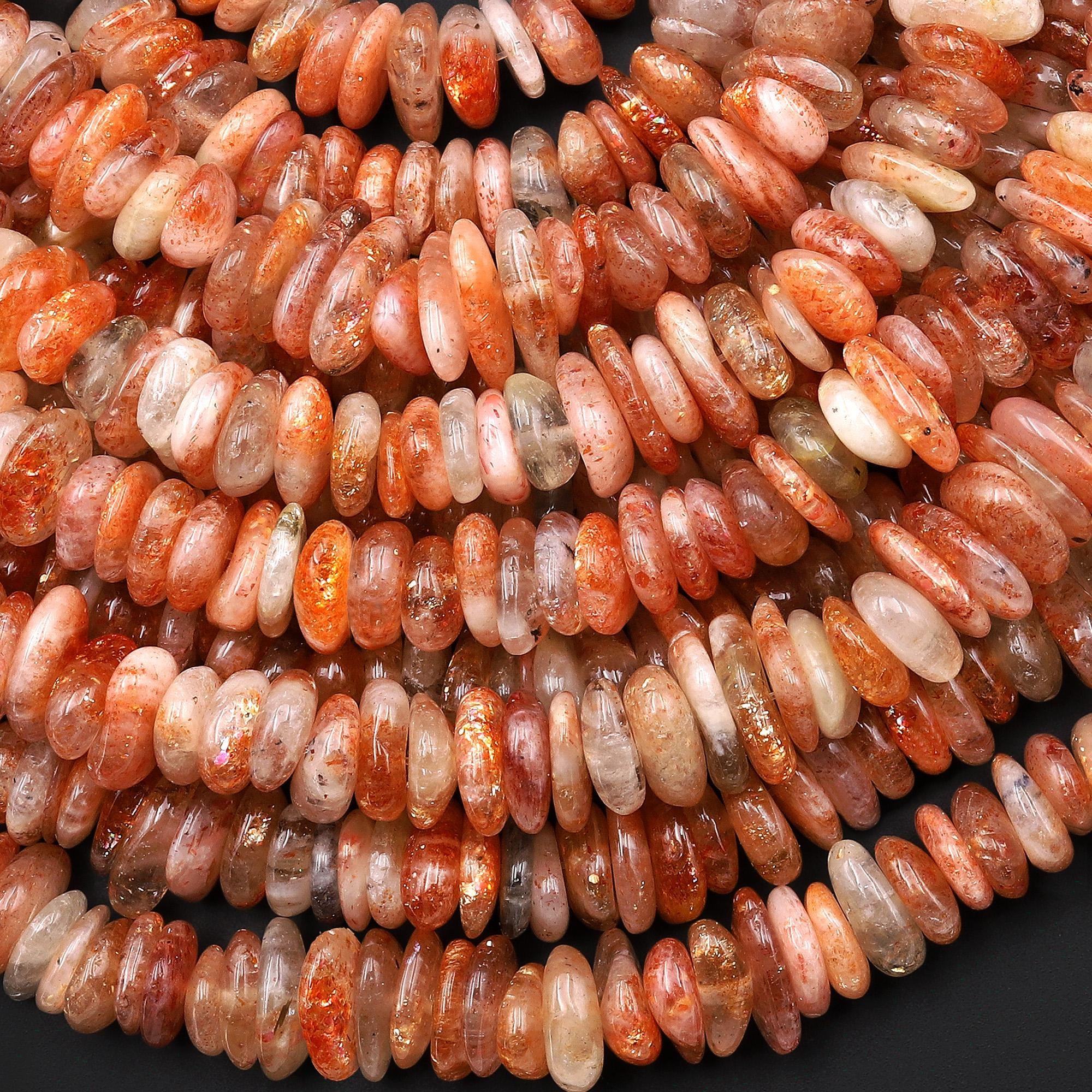 Natural Arusha Sunstone Freeform Rondelle Center Drilled Disc Beads 15.5" Strand Natural Arusha Sunstone Freeform Rondelle Center Drilled Disc Beads 15.5" Strand