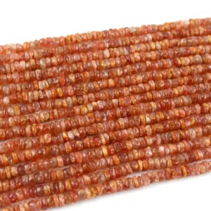 Natural Sunstone Beads: 4-5mm Smooth Tyre Shape, 13" Strand