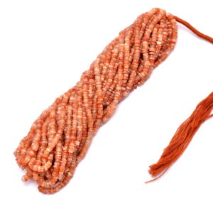 Natural Sunstone Fire Gemstone 5mm Smooth Heishi Loose Beads | 16inch Strand | Sunstone Semi Precious Gemstone Spacer / Wheel Rondelle Beads