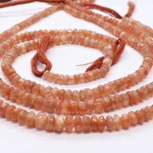 Natural Sunstone Smooth Rondelle Beads, 5-6 MM Sunstone Gemstone Beads, 16 Inch Plain Sunstone Rondelle Beads for Jewelry Making beads