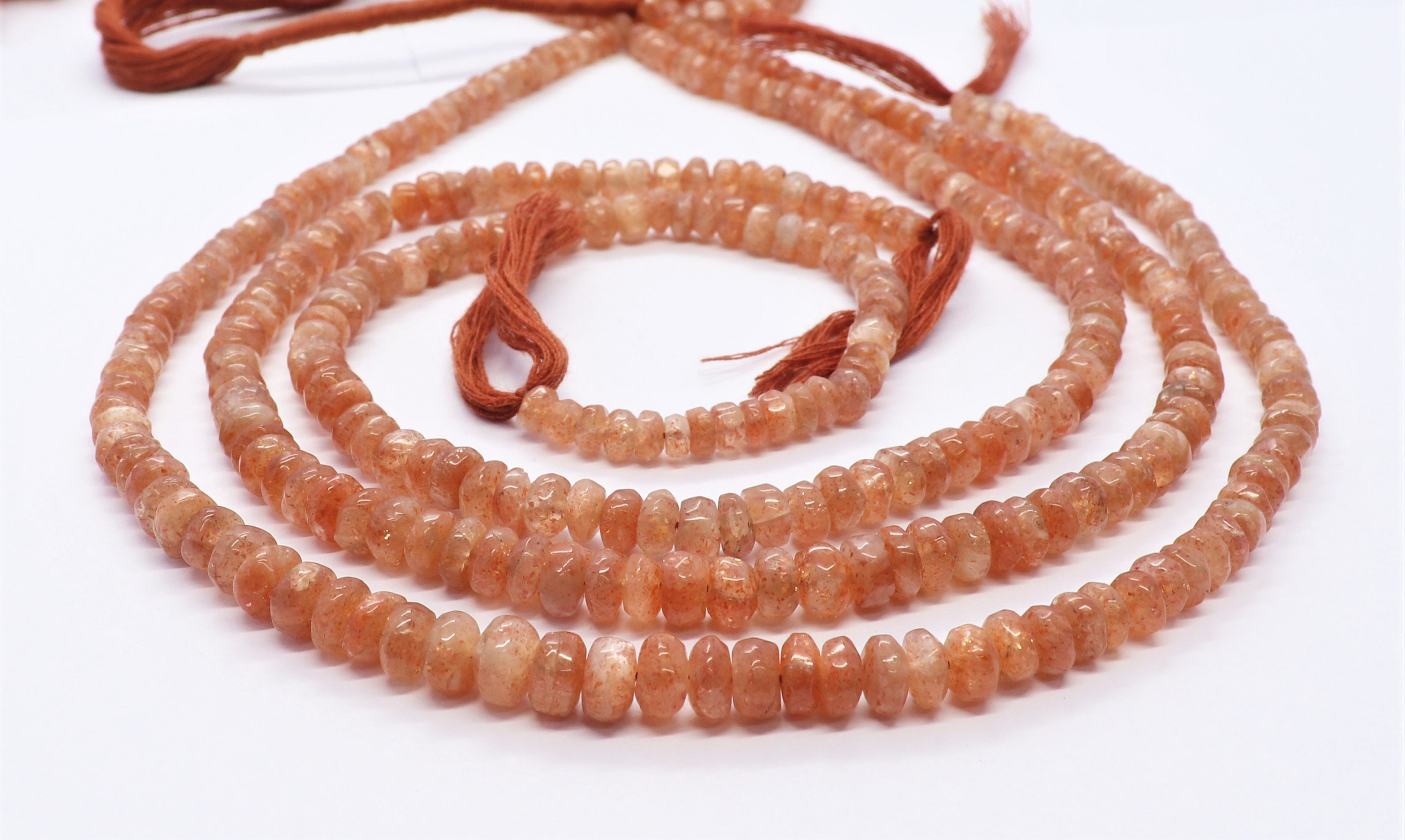 Natural Sunstone Smooth Rondelle Beads, 5-6 Mm Sunstone Gemstone Beads, 16 Inch Plain Sunstone Rondelle Beads For Jewelry Making Beads