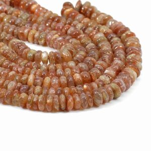 Natural Sunstone Smooth Rondelle Beads Plain Rondelle Beads 13 inches Beads Strand  Orange Rondelle Beads