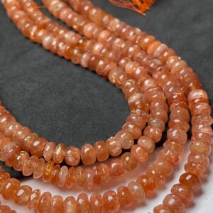 New Brand- Natural Sunstone Smooth Rondelle Gemstone Bead, 6-7 Mm Approx Reduce Stress Stone For Making Jewelry, Semi-precious Bead For Sale