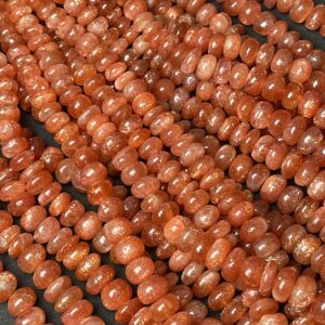 New Brand- Natural Sunstone Smooth Rondelle Gemstone Beads Strand, 7-12 Mm Emotional Balancing Stone, 18 Inch Strand For Making Jewelry