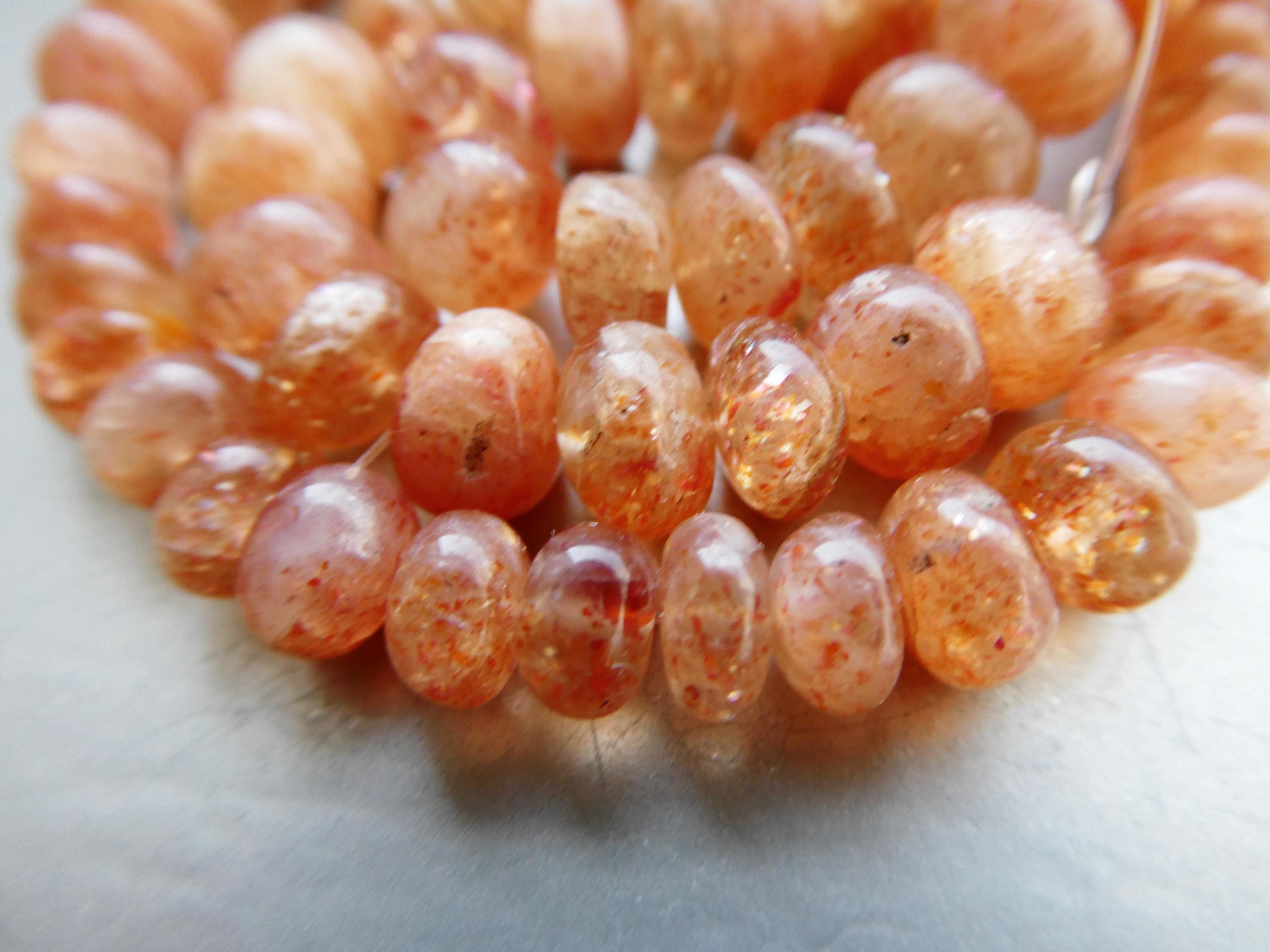 Sunstone Rondelle Smooth 6-7mm Beads-4in Strand Gemstone -jewelry Making-craft Natural Beads