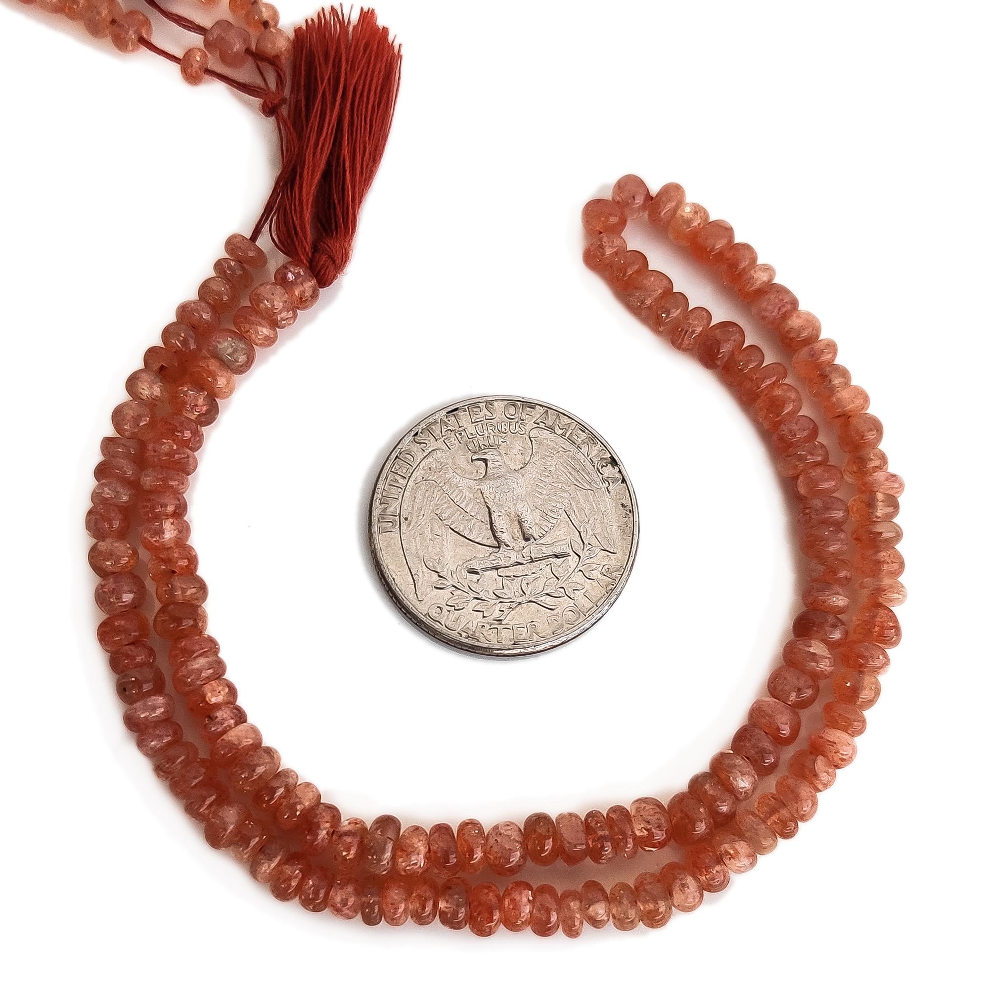 Sunstone Smooth Rondelle Beads, 13mm Aaa Sunstone Gemstone For Making Jewelry, 13 Inch Strand, Gde210