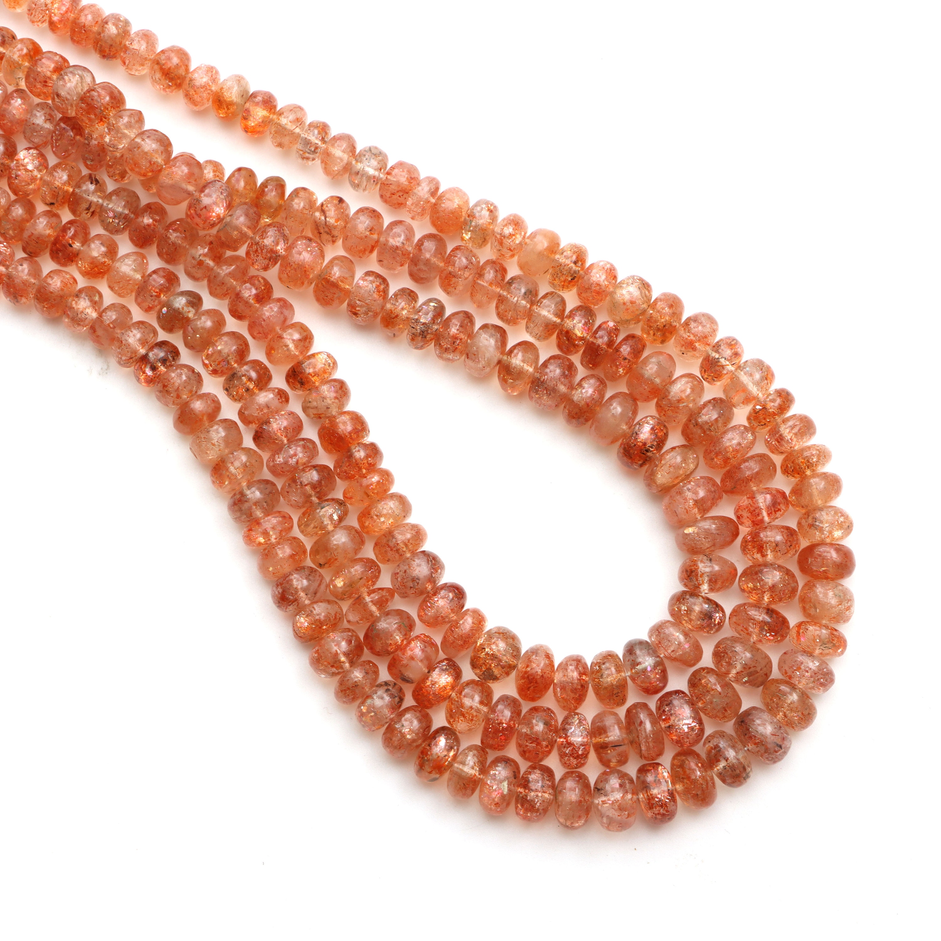 Sunstone Smooth Rondelle Beads, 6 Mm To 8 Mm, Sunstone Jewelry Making Beads, Plain Sunstone Beads, 18 Inches Full Strand, Price Per Strand