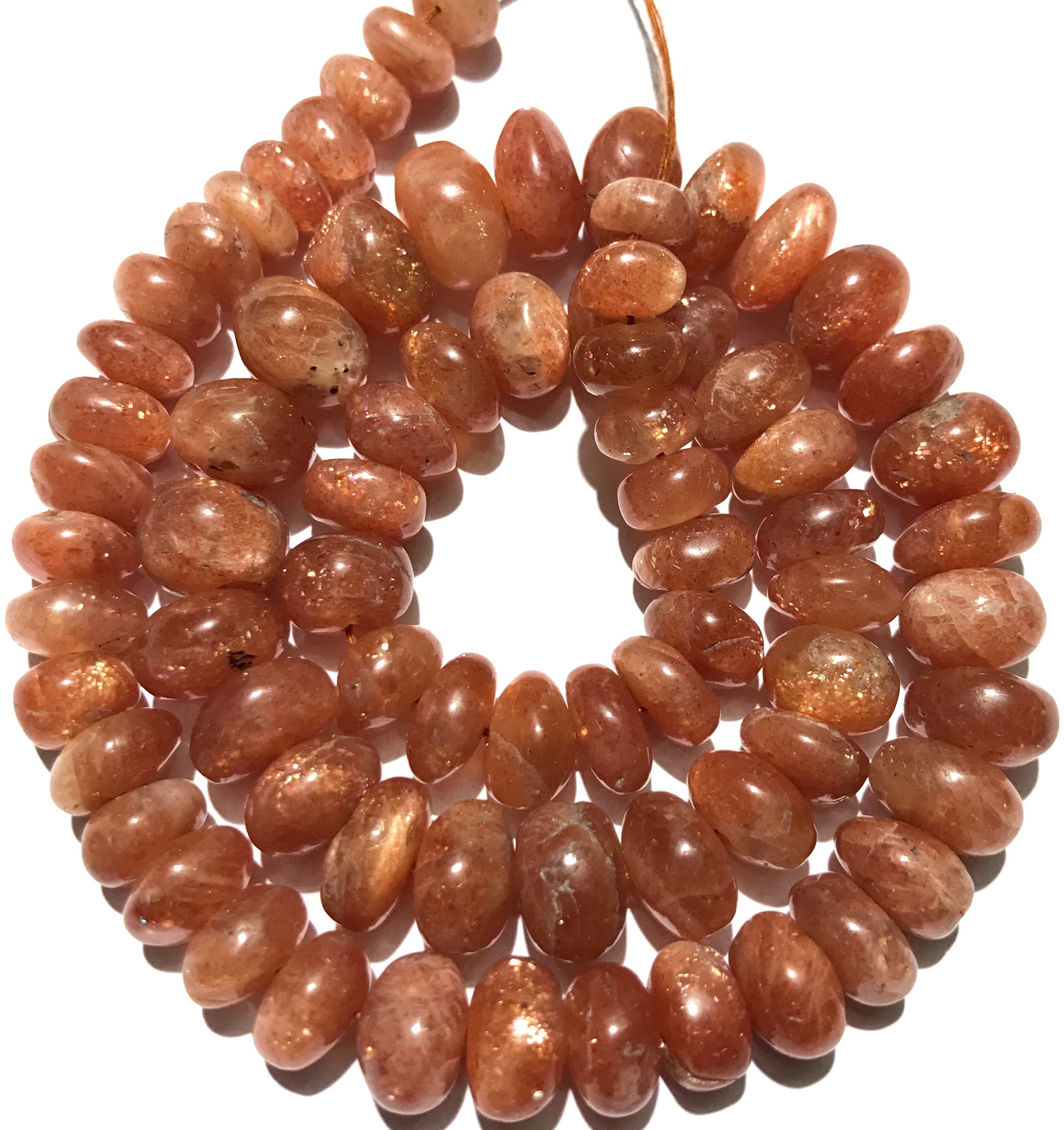 Sunstone Smooth Rondelle Beads Natural Brown Sunstone Rondelle Beads 8mm To 12mm Genuine Sunstone Smooth Beads Sunstone Gemstone Bead Strand