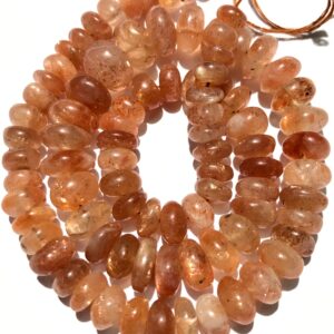 Sunstone Smooth Rondelle Beads Natural Brown Sunstone Rondelle Beads 8mm to 11mm Genuine Sunstone Smooth Beads Sunstone Gemstone Bead Strand