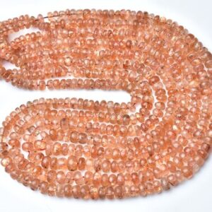 Super Quality Sunstone Rondelle Beads - 16 Inches - Beautiful Natural Smooth Sunstone Rondelle - Size Is 4- 6 Mm #2233