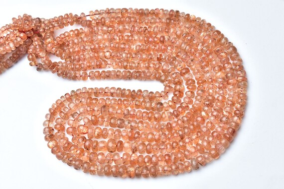 Super Quality Sunstone Rondelle Beads - 16 Inches - Beautiful Natural Smooth Sunstone Rondelle - Size Is 4- 6 Mm #2233
