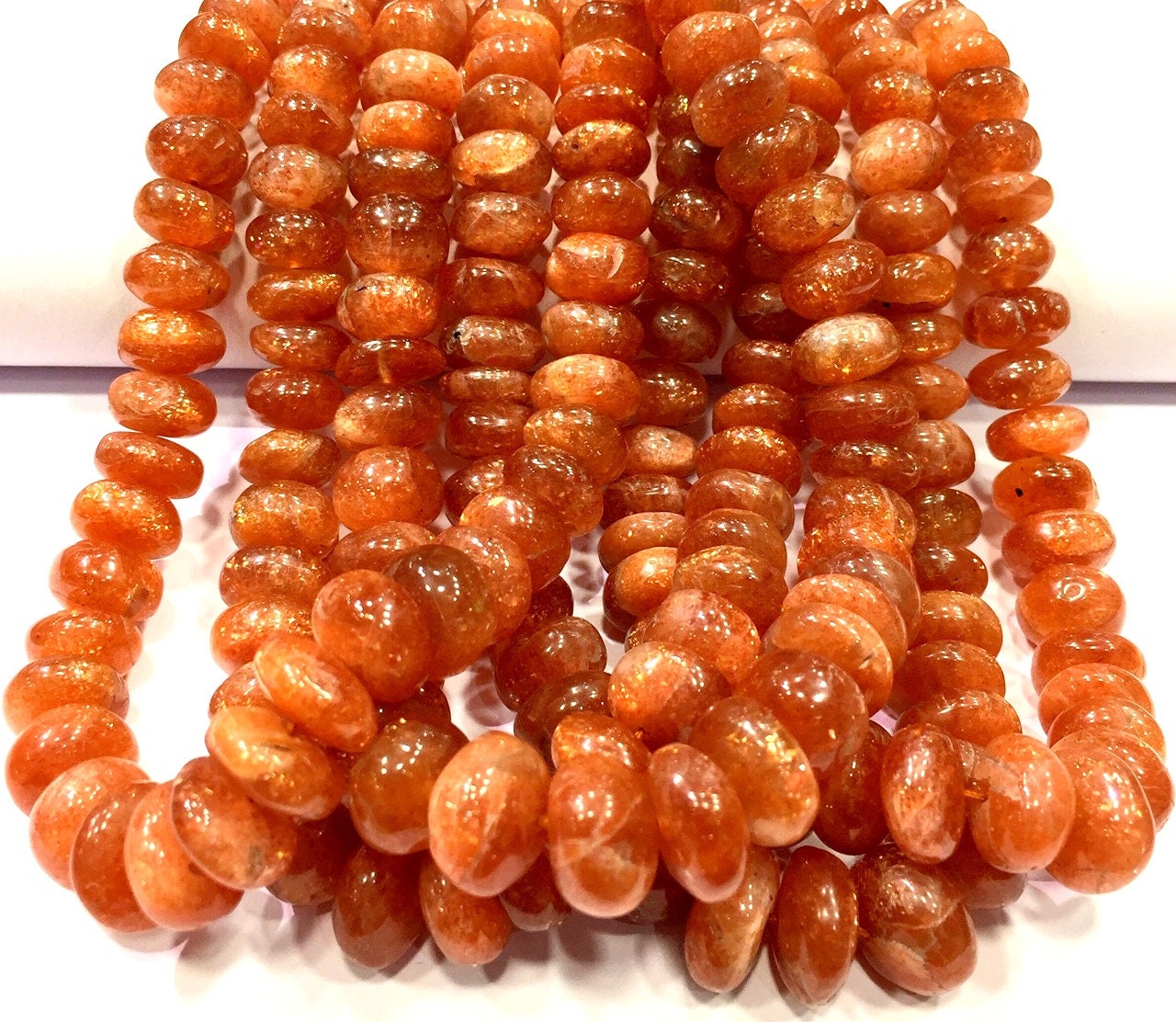 Wholesale Lot~natural Sunstone Smooth Rondelle Beads Polished Rondelle Beads Dark Sunstone Gemstone Beads Wholesale Price Beads 5 Strand.