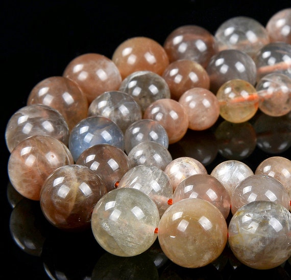 Natural Orange Gray Sunstone Gemstone Grade Aa Round 7mm 8mm 9mm 10mm Loose Beads Bulk Lot 1,2,6,12 And 50 (d302)