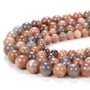 Natural Sunstone Orange Gray Gemstone Grade Aaa Round 7mm 8mm 9mm 10mm 11mm Loose Beads Bulk Lot 1,2,6,12 And 50 (d117)