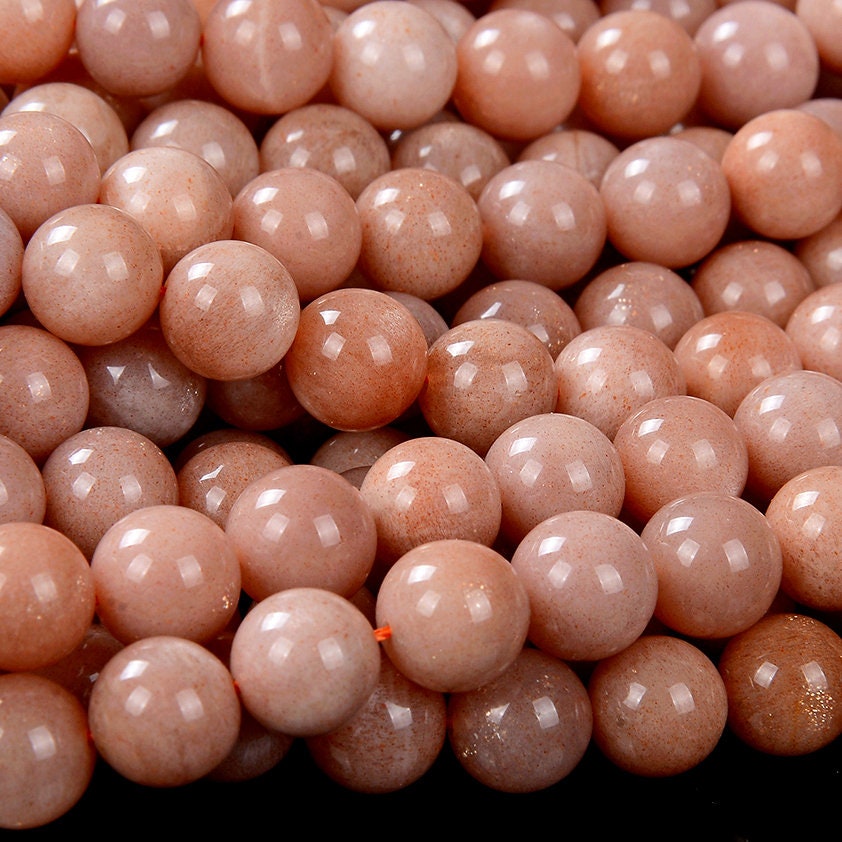 Natural Peach Sunstone Gemstone Grade Aa Round 8mm 9mm 10mm 11mm 12mm 13mm Loose Beads (d187 D188)