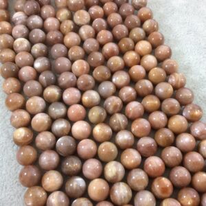 Peach Sunstone Beads: 10mm AAA Glossy Round Gemstone Strand
