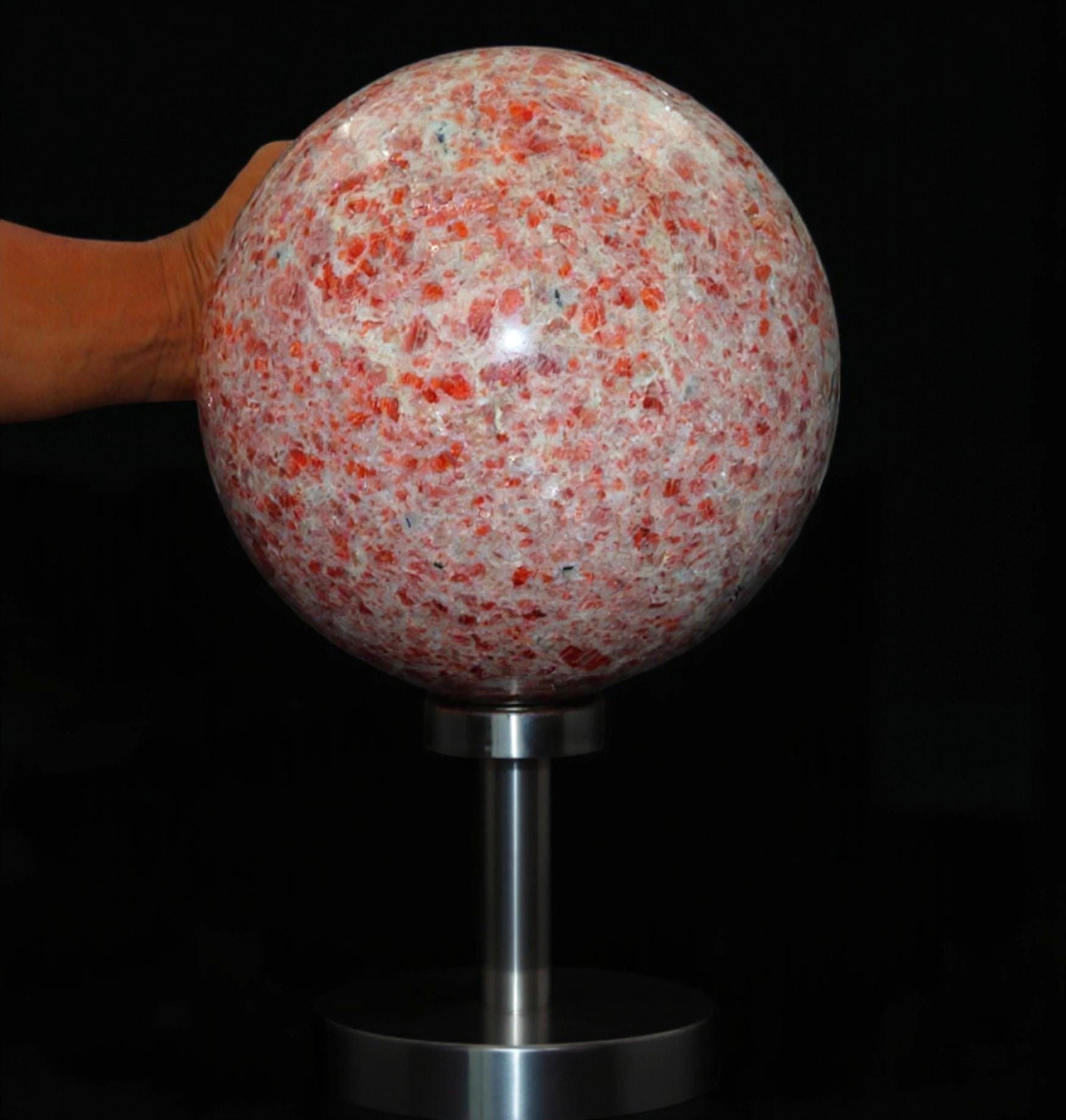 215mm Orange Sunstone Sphere: Natural Heliolite Crystal, Reiki Healing