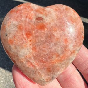 Confetti Sunstone Heart, From India, Puffy Crystal Heart, Gemstone Gift For Leo #1