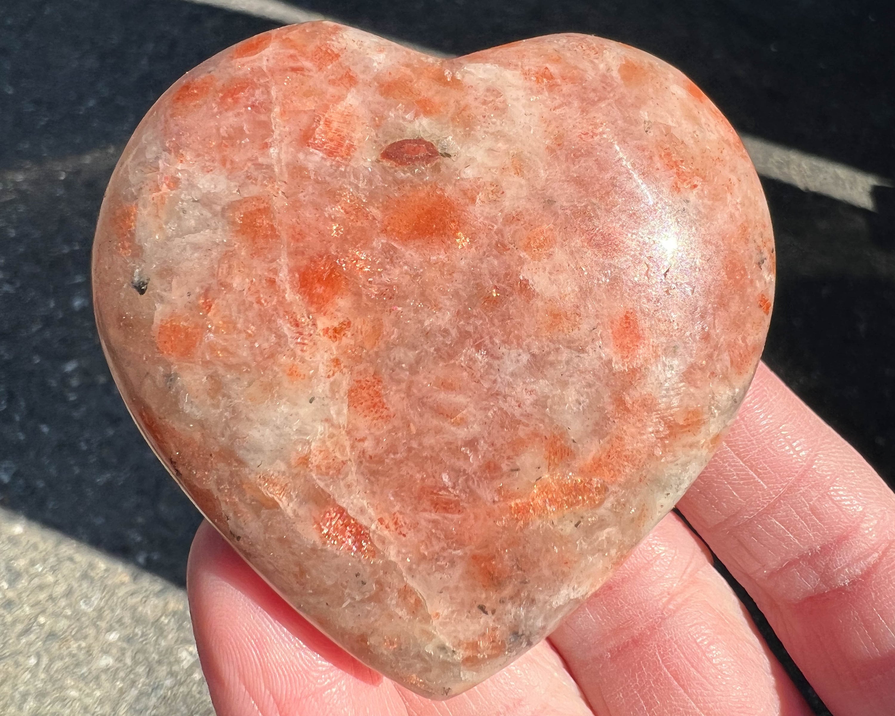 Confetti Sunstone Heart, From India, Puffy Crystal Heart, Gemstone Gift For Leo #1