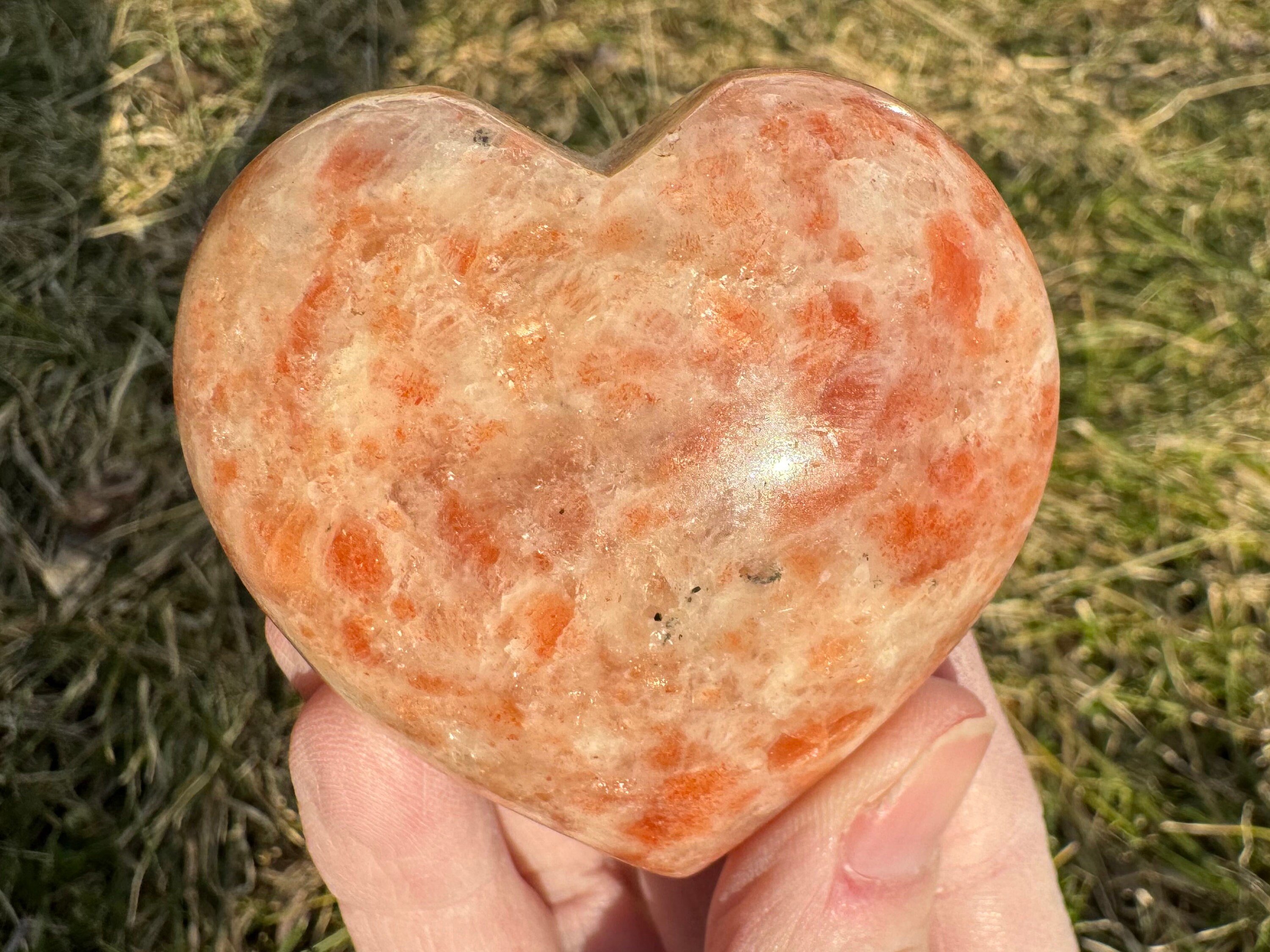 Confetti Sunstone Heart: Polished Gemstone, Witchy Decor #3