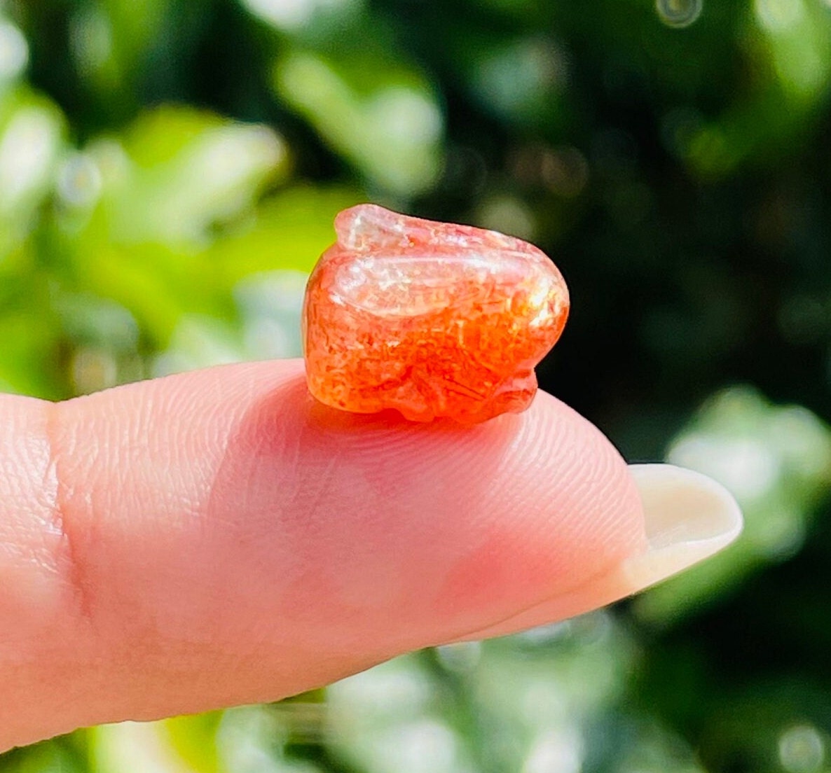 Sunstone Crystal Bunny: Glittering Orange Carved Gemstone (8-12 Mm)