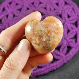 Sunstone Heart Crystal Stones Carved Crystals Polished Sparkly Orange Carving Heart Shaped Rocks