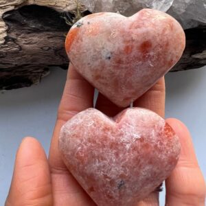 Polished Sunstone Heart, Orange Crystal