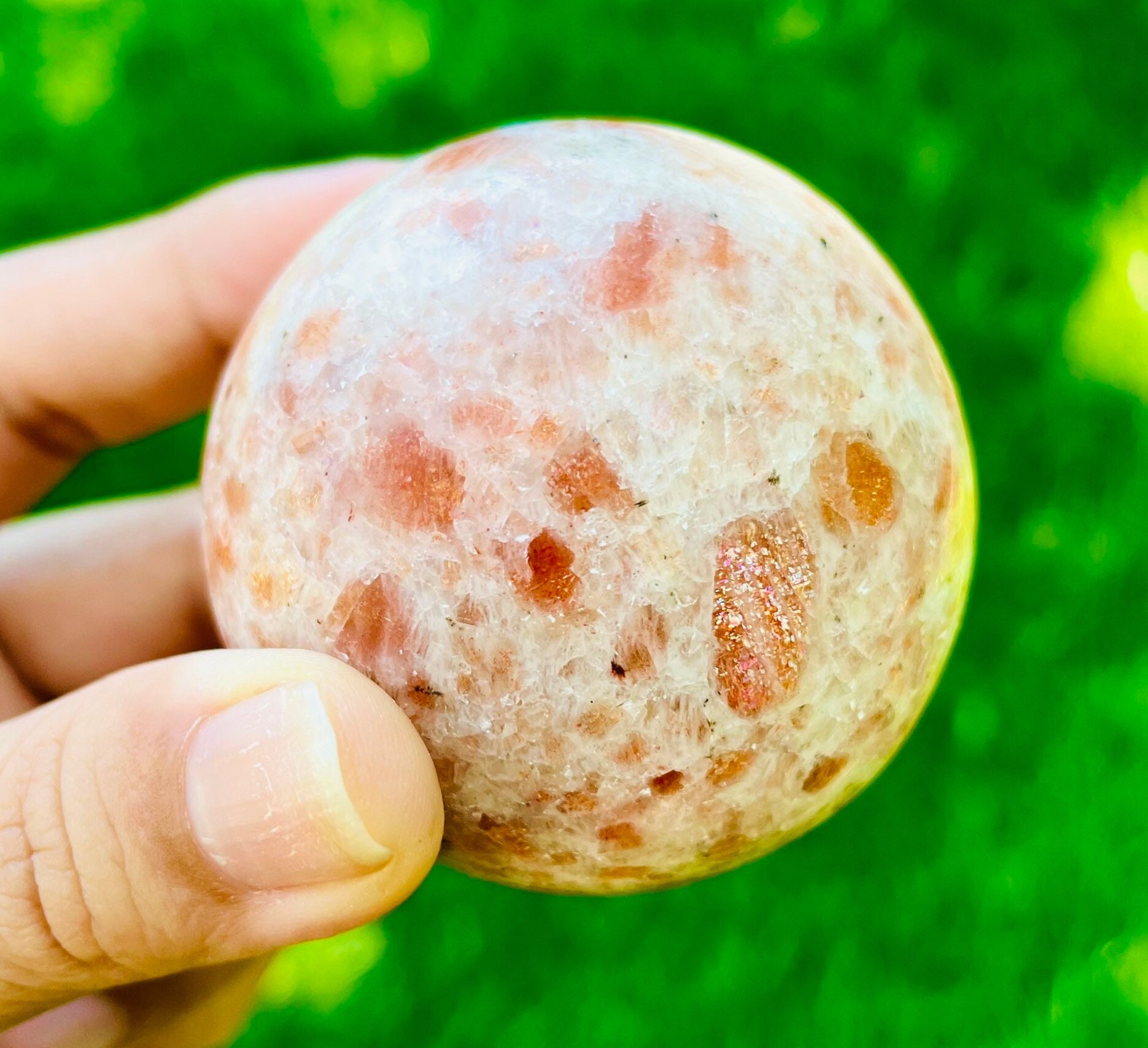 Large Sunstone Sphere: Natural Orange Peach Gemstone (40-60 Mm)