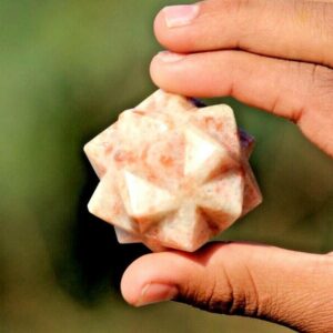 Mini 50MM Orange Sunstone Merkaba Star: Healing Crystal